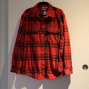 LG Field and Stream Fleece Plaid Button Down Shirt